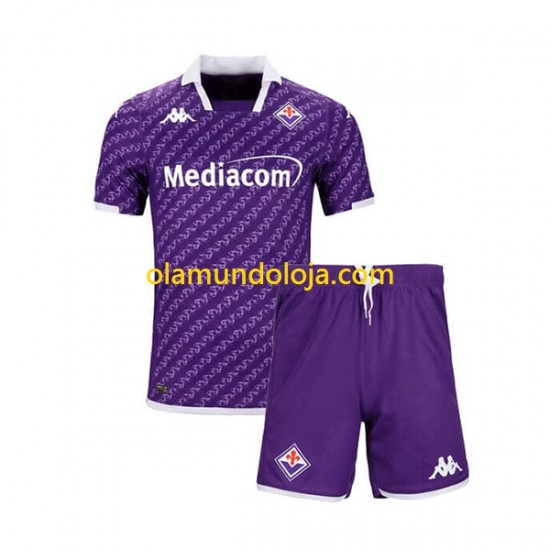 Camisola ACF Fiorentina Criança Equipamento Primeiro 2023-2024 Manga Curta